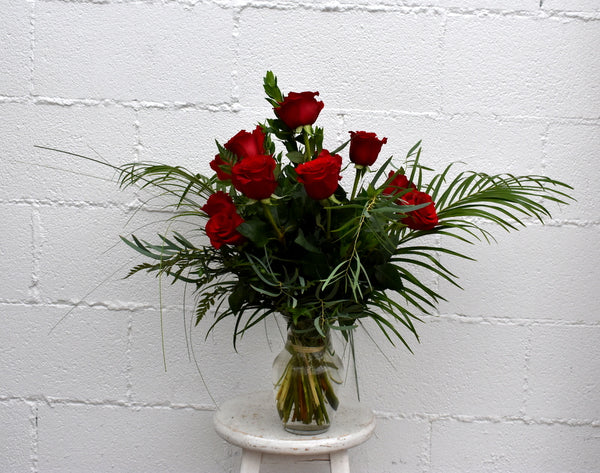 One Dozen Red Roses (Vased)