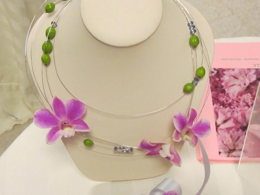 Hand crafted necklace with orchids